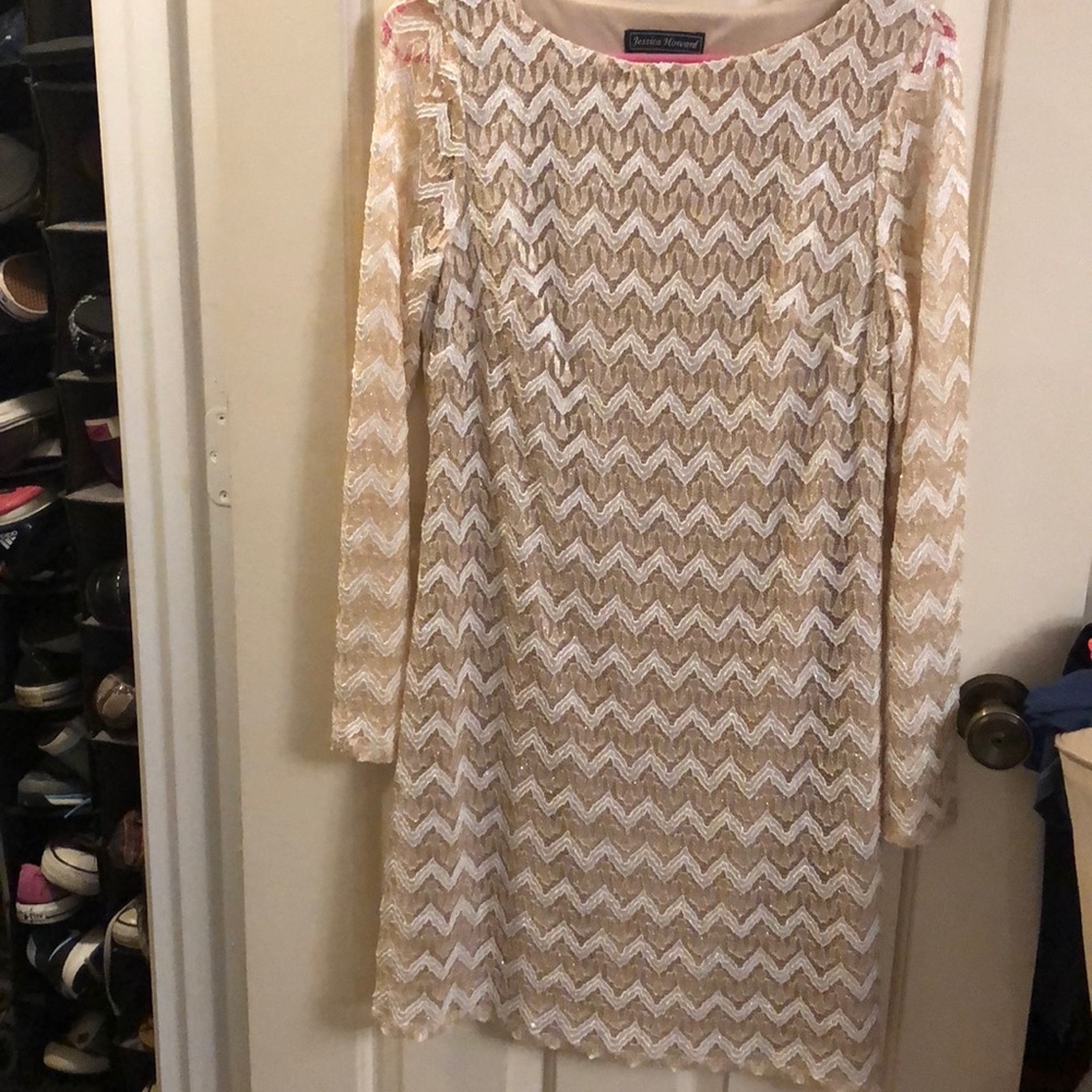 🦋3/$20 Wedding/cocktail dress gold and cream-10 P